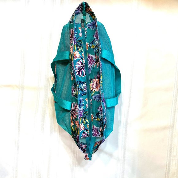 **3/$27** Zip Mesh Tote Insulated Cooler Compartment Wet Storage Beach Bag EUC - Picture 4 of 8